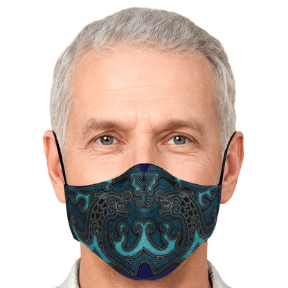 Drakkar Ship Dragon Heads Blue Viking Face Mask Cover