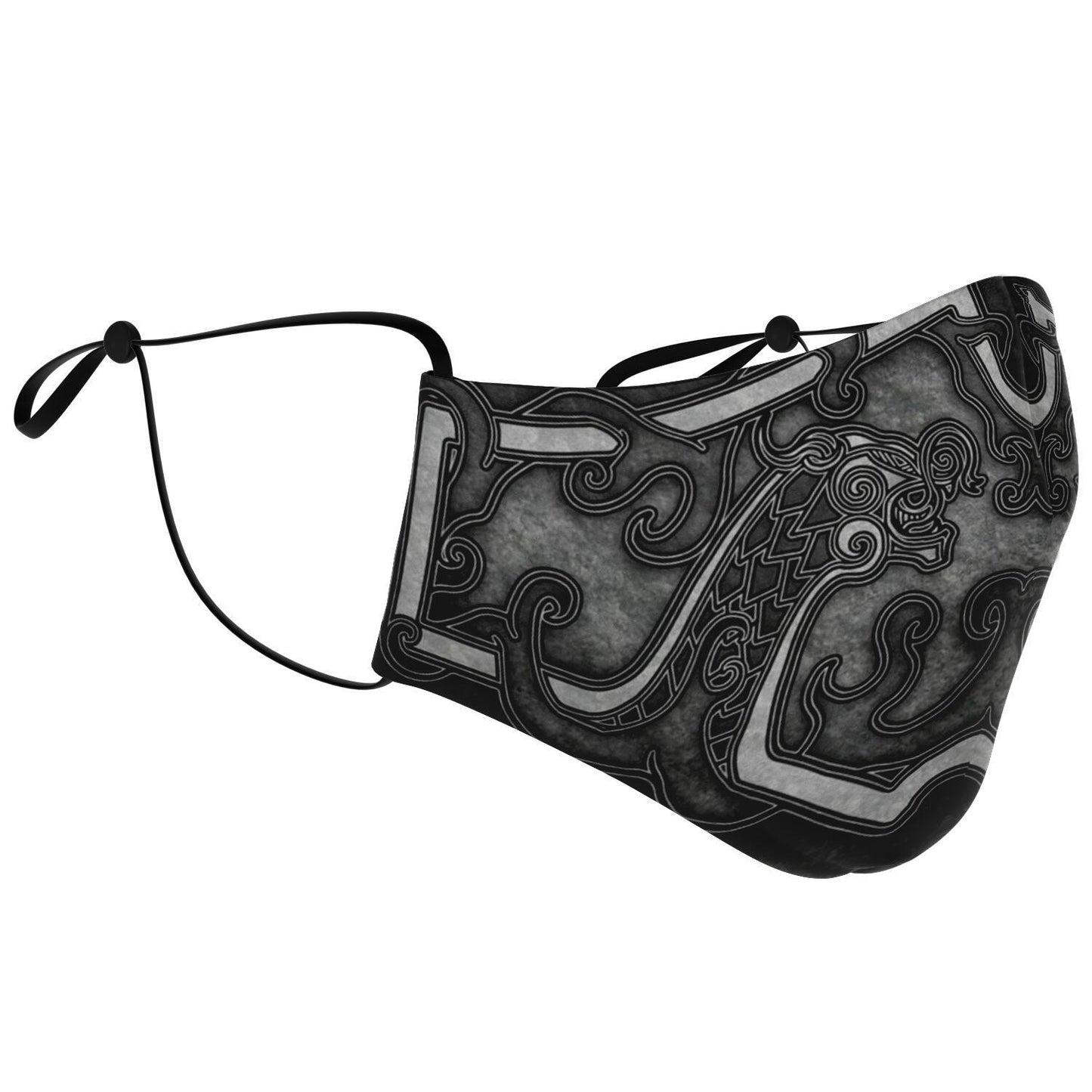 Drakkar Ship Dragon Heads Grey Viking Face Mask Cover