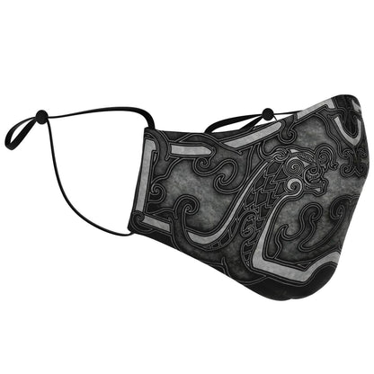 Drakkar Ship Dragon Heads Grey Viking Face Mask Cover