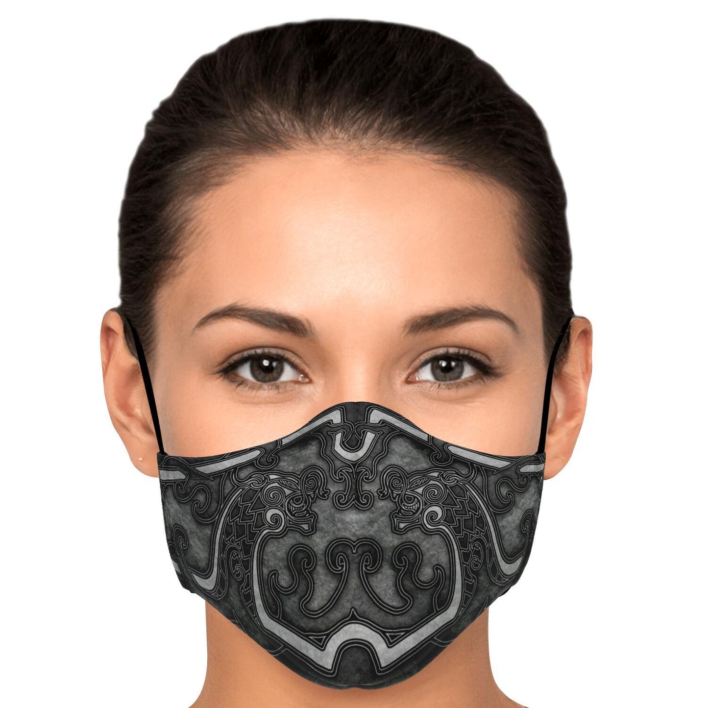 Drakkar Ship Dragon Heads Grey Viking Face Mask Cover