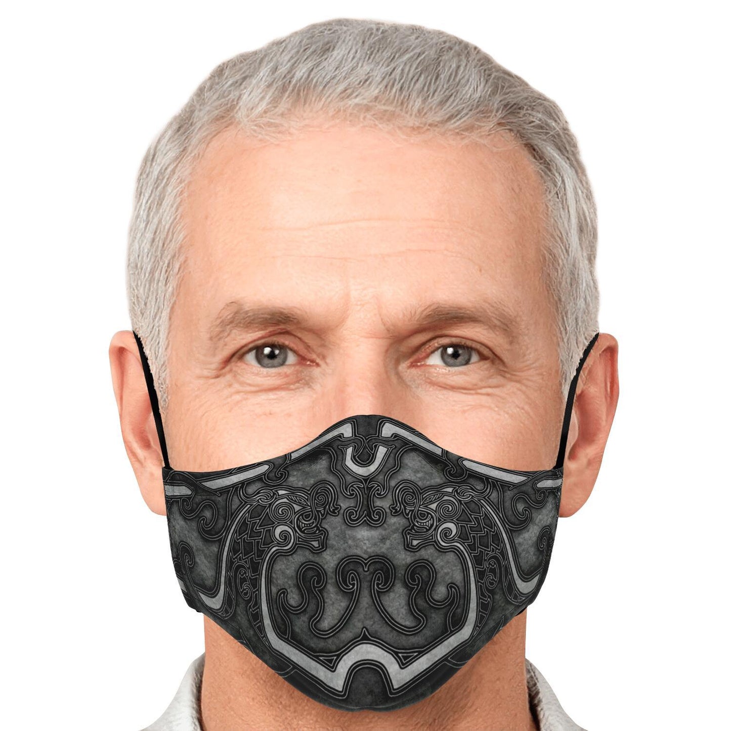 Drakkar Ship Dragon Heads Grey Viking Face Mask Cover