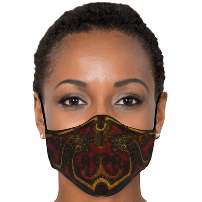 Drakkar Ship Dragon Heads Red Viking Face Mask Cover