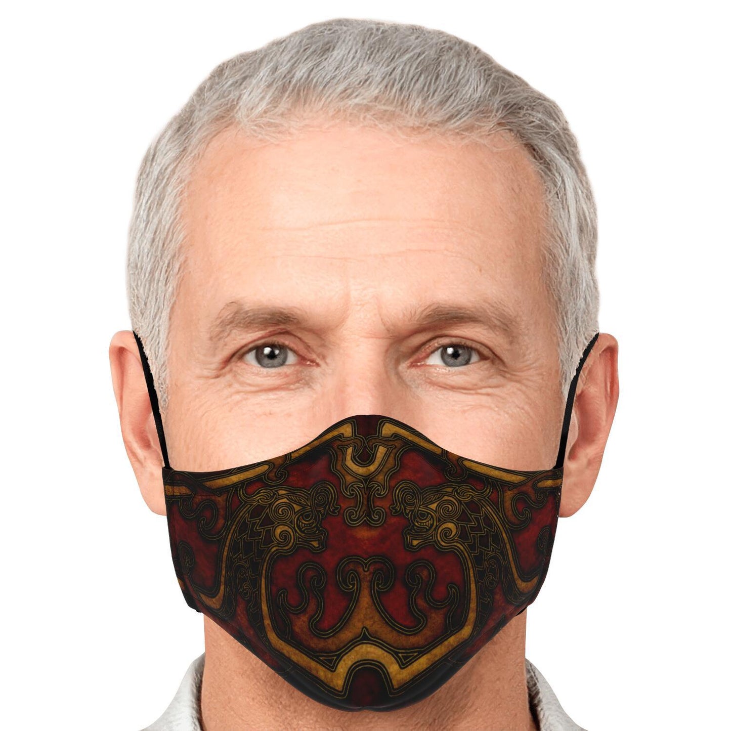 Drakkar Ship Dragon Heads Red Viking Face Mask Cover