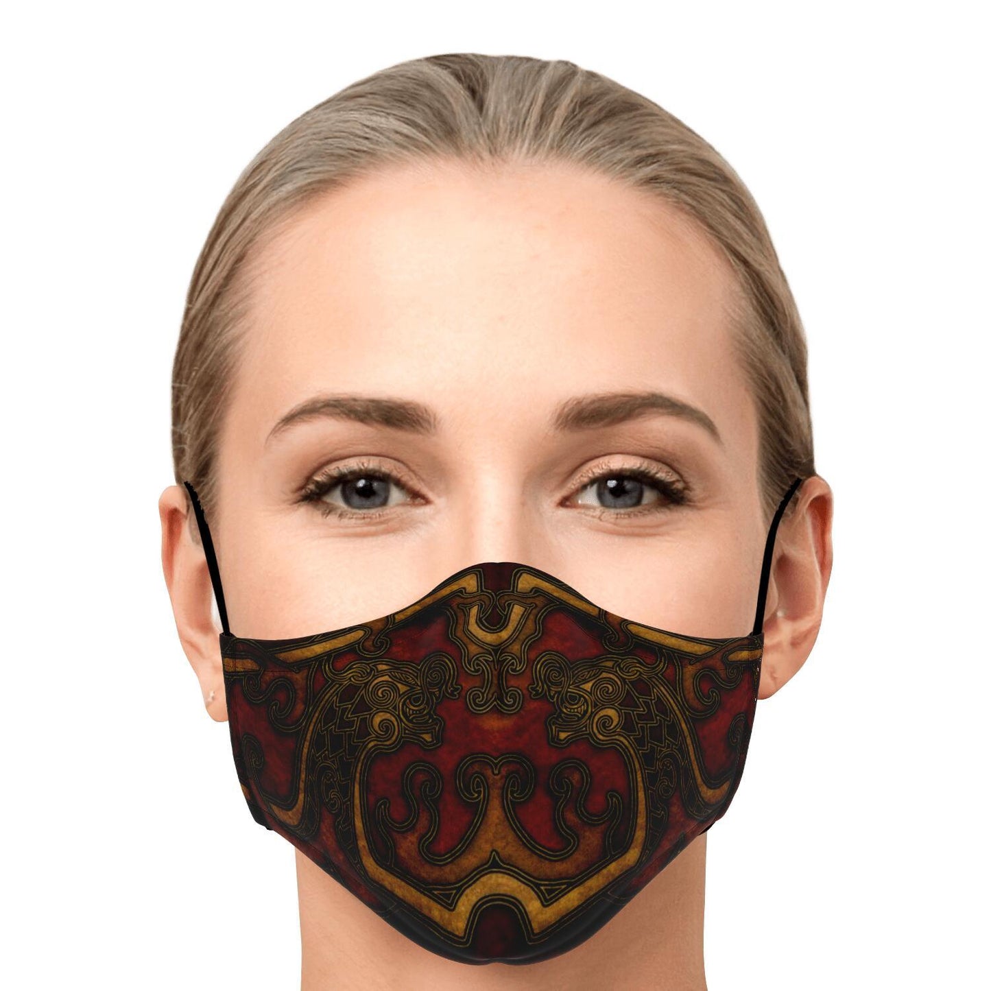Drakkar Ship Dragon Heads Red Viking Face Mask Cover