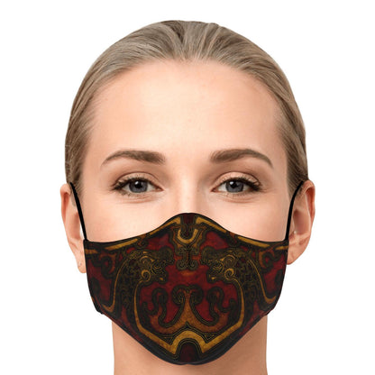 Drakkar Ship Dragon Heads Red Viking Face Mask Cover