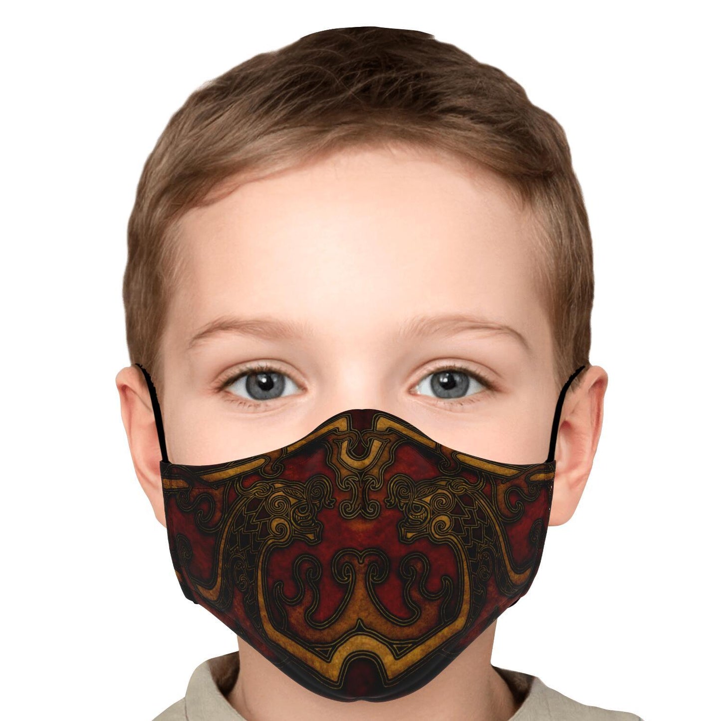 Drakkar Ship Dragon Heads Red Viking Face Mask Cover