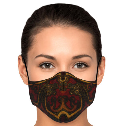 Drakkar Ship Dragon Heads Red Viking Face Mask Cover