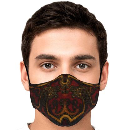 Drakkar Ship Dragon Heads Red Viking Face Mask Cover