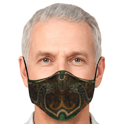 Drakkar Ship Dragon Heads Yellow-Green Viking Face Mask Cover