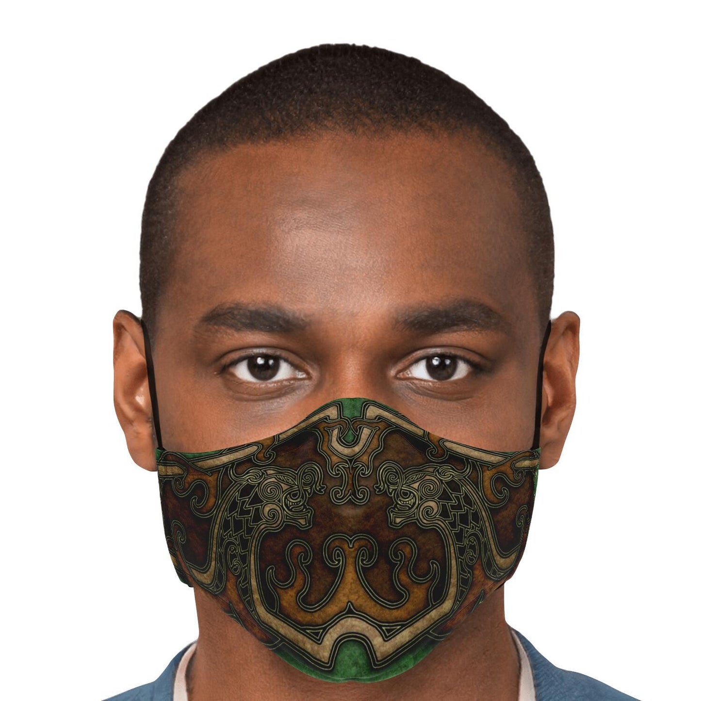 Drakkar Ship Dragon Heads Yellow-Green Viking Face Mask Cover