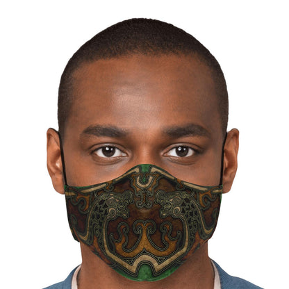 Drakkar Ship Dragon Heads Yellow-Green Viking Face Mask Cover