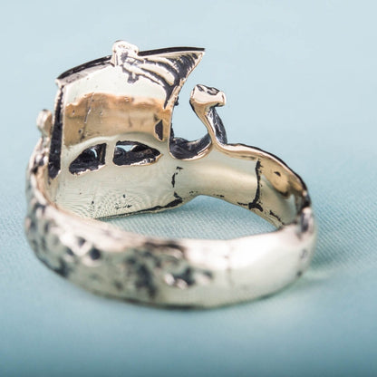 Drakkar Ship Handcrafted Bronze Viking Ring