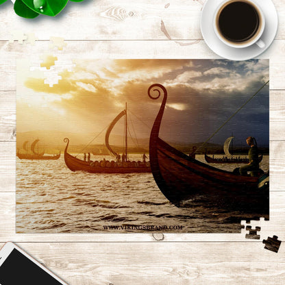 Drakkar Ships Sailing Jigsaw Puzzle