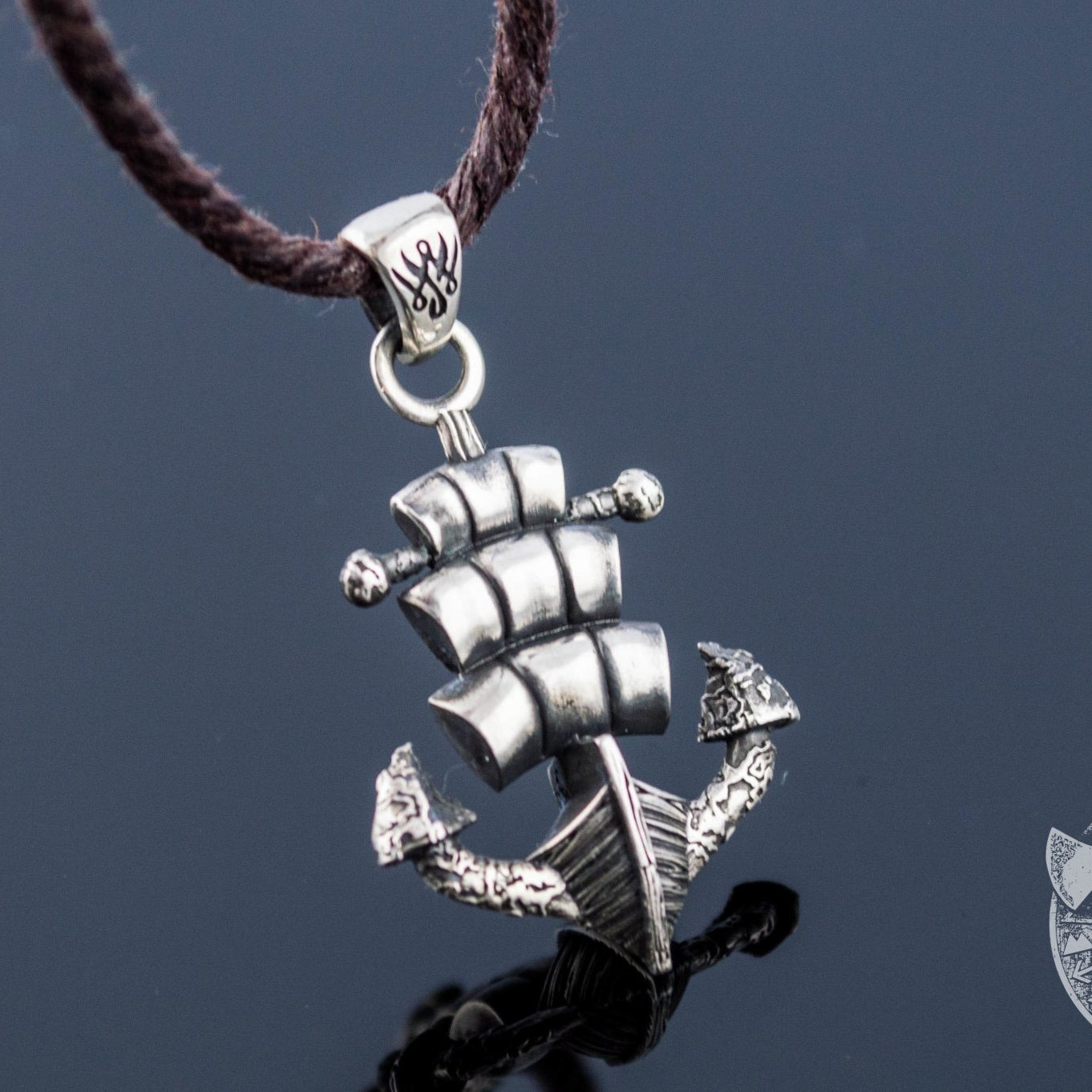 Drakkar Style Anchor Symbol 925 Sterling Silver Pendant - VikingsBrand