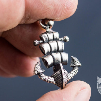 Drakkar Style Anchor Symbol 925 Sterling Silver Pendant - VikingsBrand