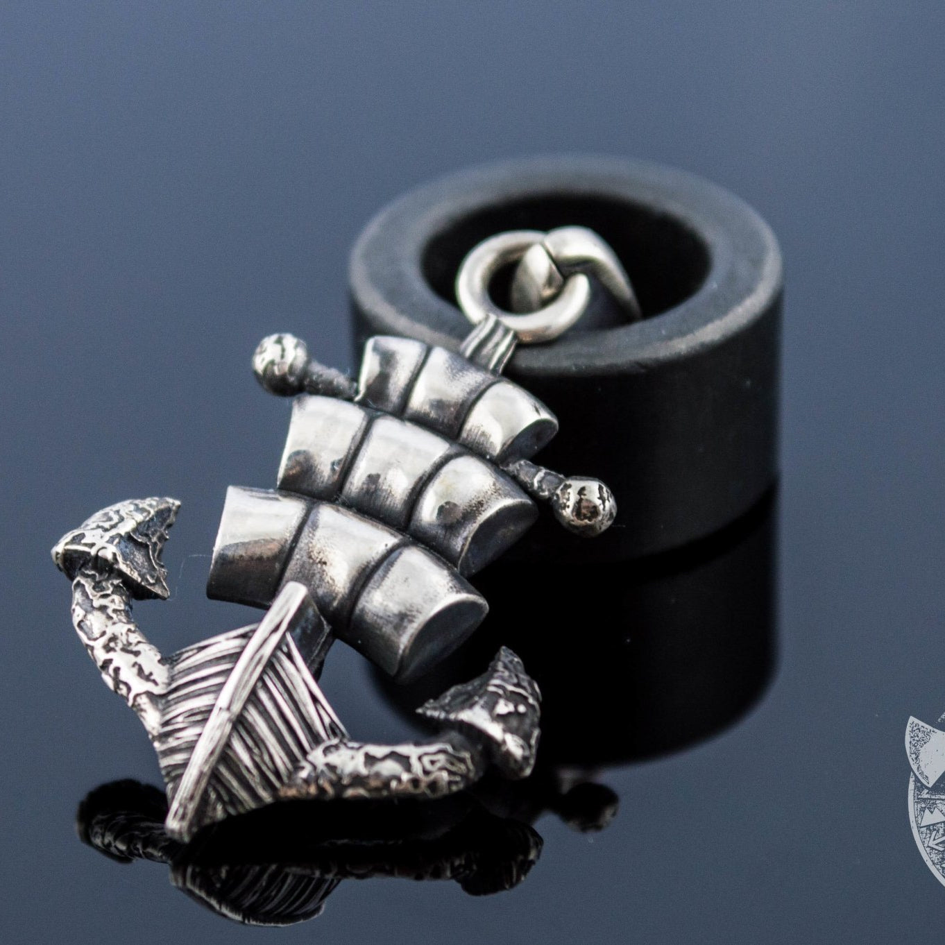Drakkar Style Anchor Symbol 925 Sterling Silver Pendant - VikingsBrand