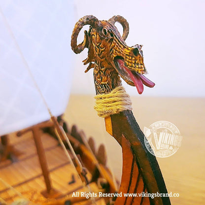 Drakkar Viking Ship - Wooden Model - DIY Kit (Unassembled)- 1/50 Scale - VikingsBrand