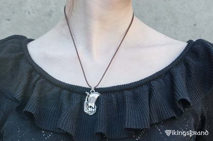 Drakkar Vikings Pendant with Norse Ornament Sterling Silver Handmade Jewelry