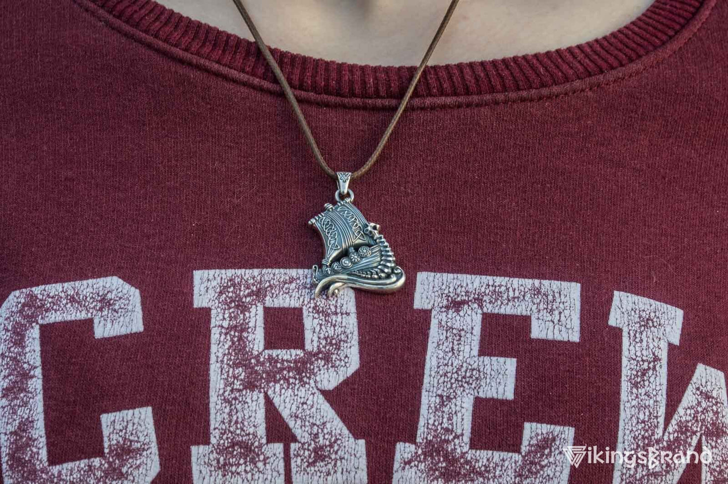 Drakkar Vikings Pendant with Viking Symbols Sterling Silver Jewelry