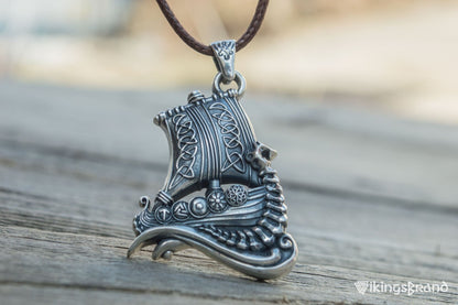 Drakkar Vikings Pendant with Viking Symbols Sterling Silver Jewelry