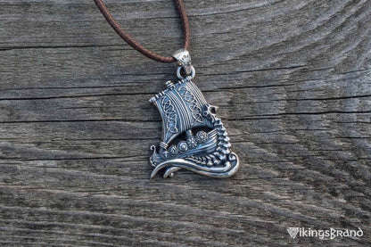 Drakkar Vikings Pendant with Viking Symbols Sterling Silver Jewelry