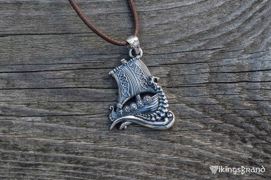 Drakkar Vikings Pendant with Viking Symbols Sterling Silver Jewelry