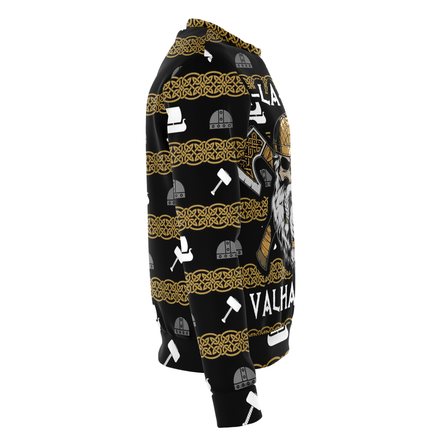 Fa La La Valhalla Viking Warrior Head Sweater - VikingsBrand