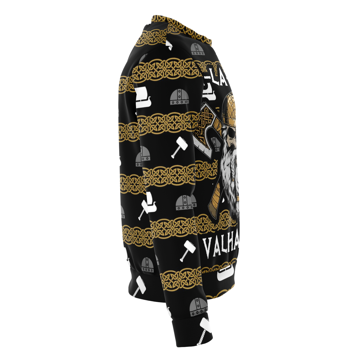 Fa La La Valhalla Viking Warrior Head Sweater - VikingsBrand