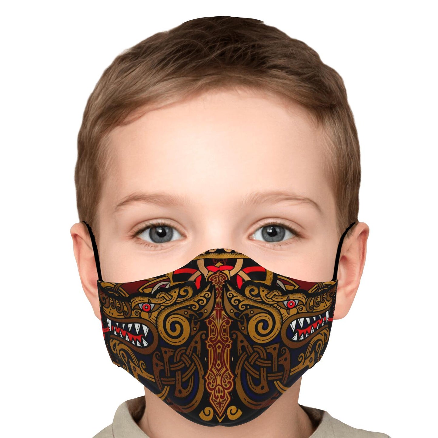 Viking Face Mask Cover with Wolves