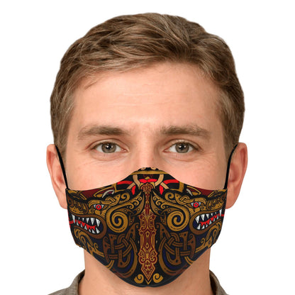 Viking Face Mask Cover with Wolves