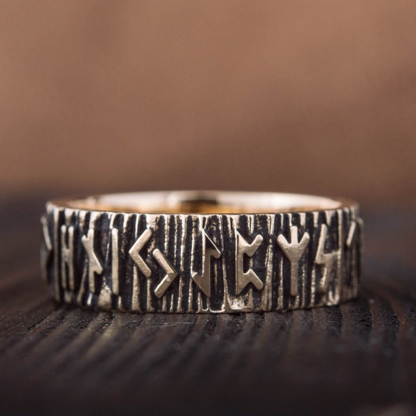 Elder Futhark Norse Runes Handcrafted Bronze Viking Wedding Rings