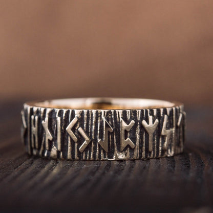 Elder Futhark Norse Runes Handcrafted Bronze Viking Wedding Rings