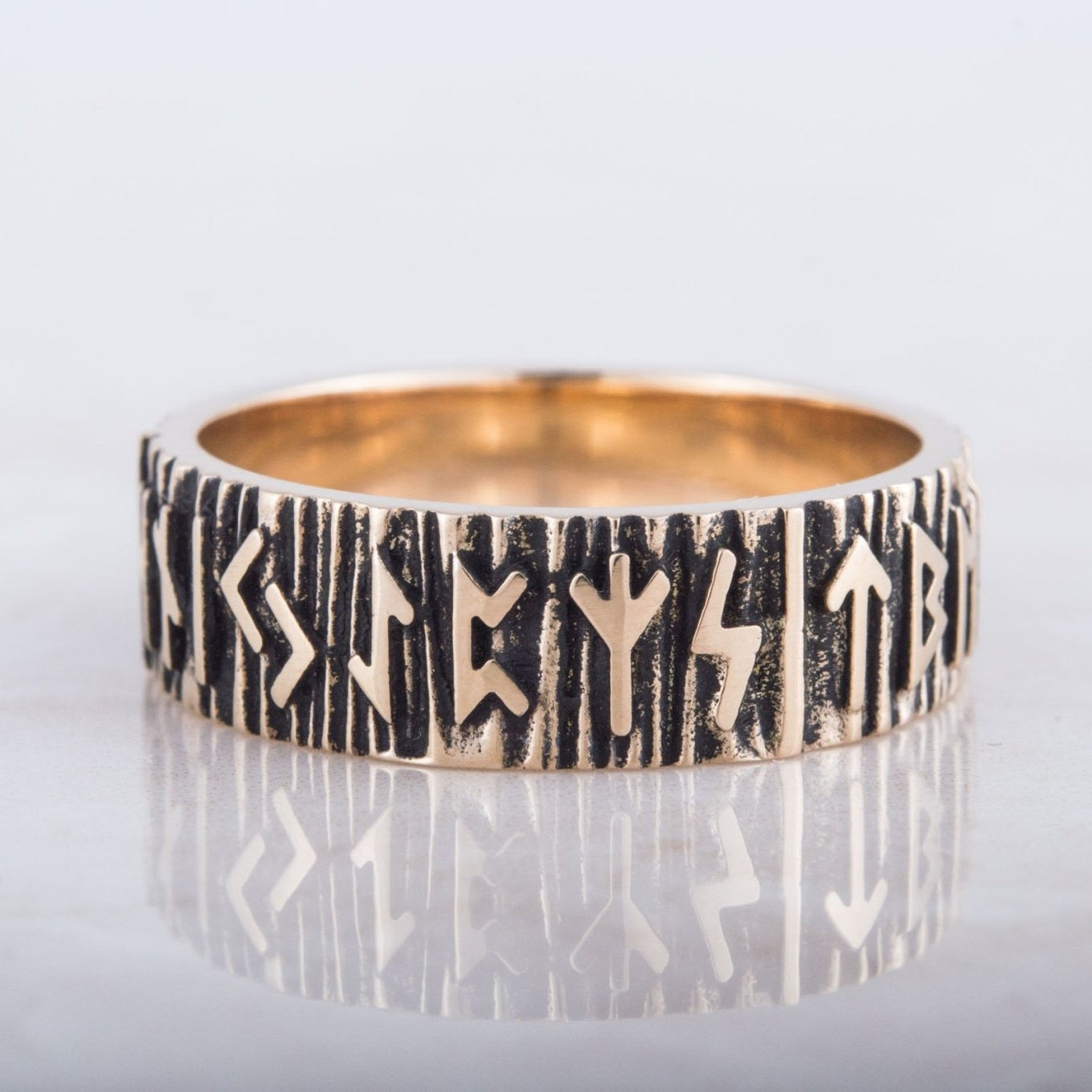 Elder Futhark Norse Runes Handcrafted Bronze Viking Wedding Rings