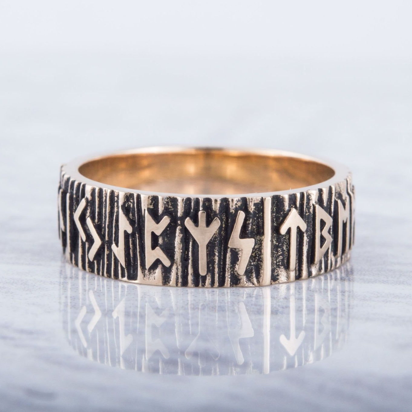 Elder Futhark Norse Runes Handcrafted Bronze Viking Wedding Rings