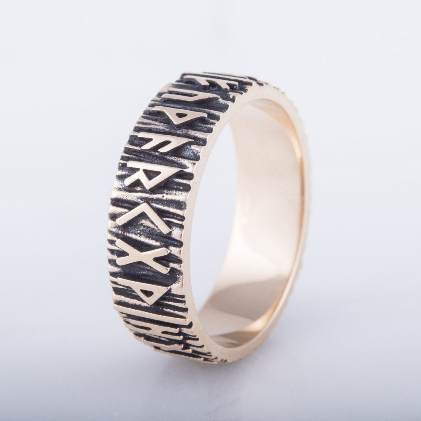 Elder Futhark Norse Runes Handcrafted Bronze Viking Wedding Rings