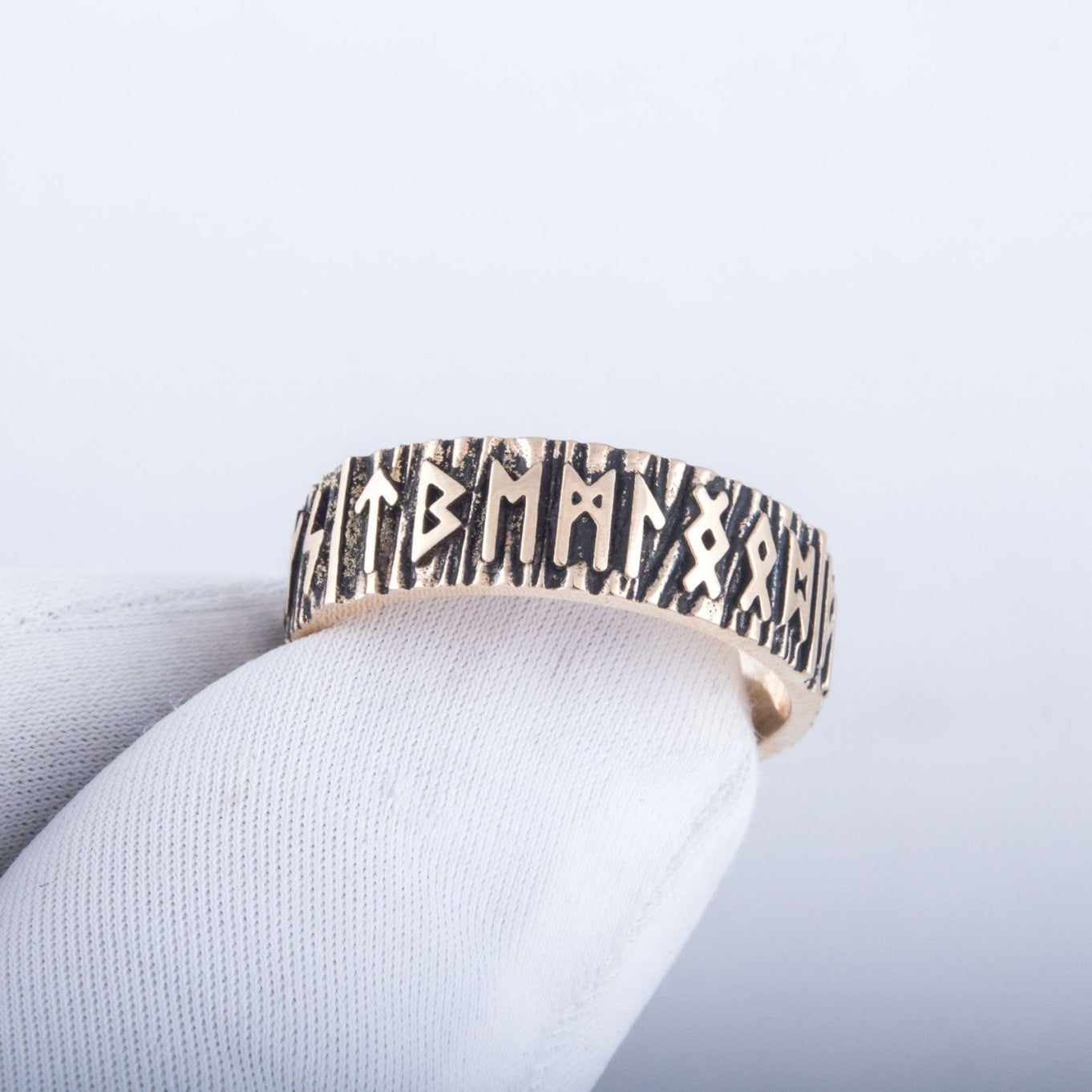 Elder Futhark Norse Runes Handcrafted Bronze Viking Wedding Rings