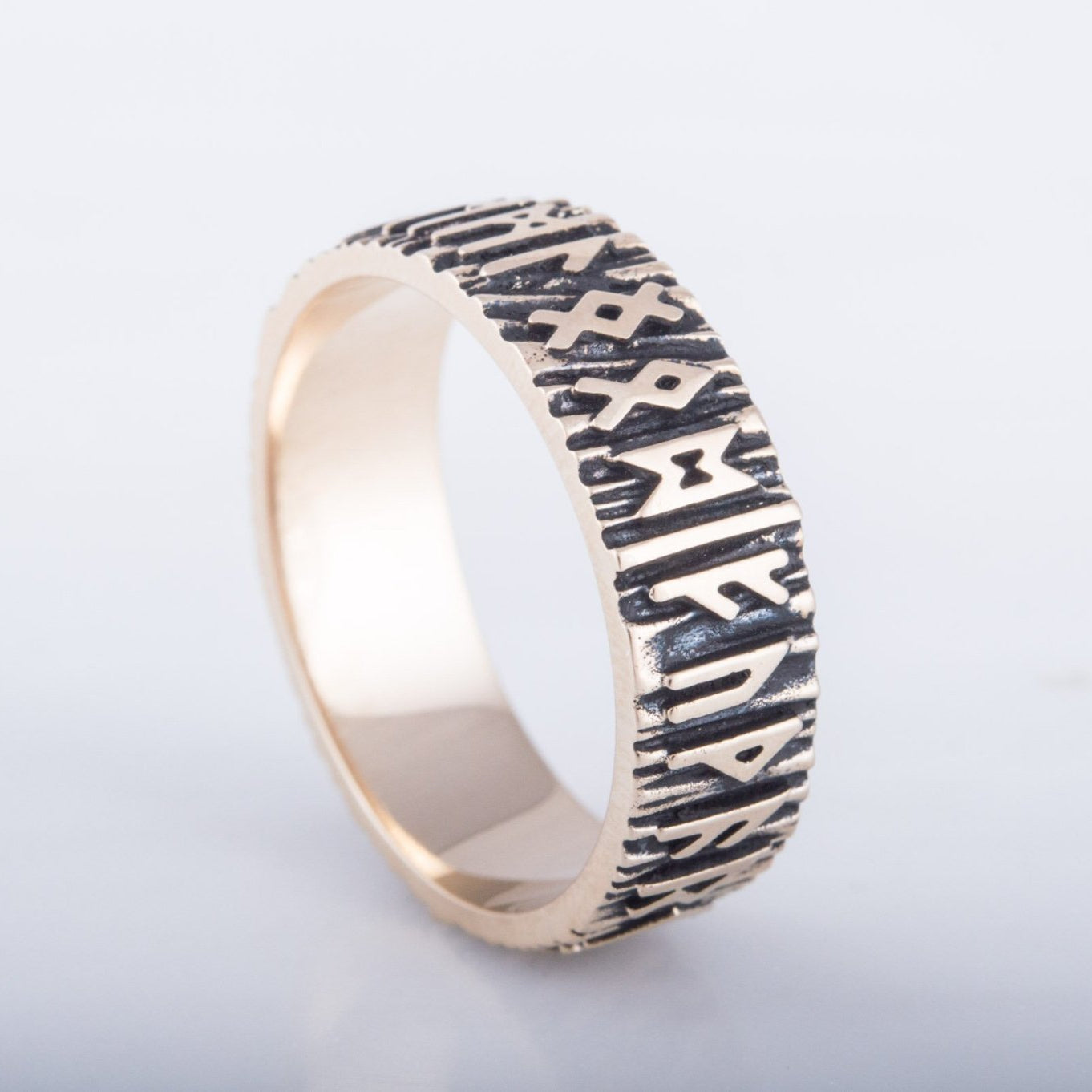 Elder Futhark Norse Runes Handcrafted Bronze Viking Wedding Rings
