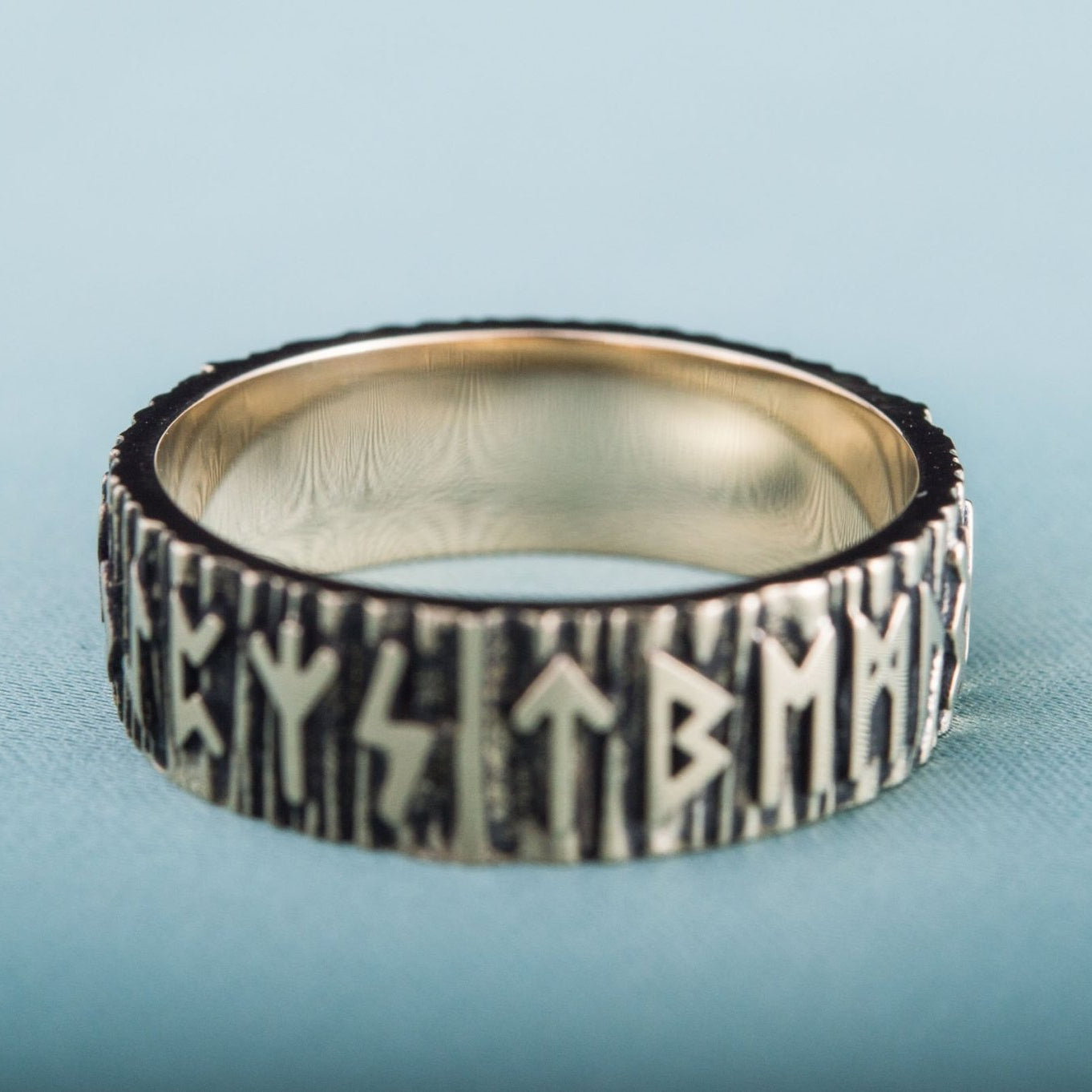 Elder Futhark Norse Runes Handcrafted Bronze Viking Wedding Rings