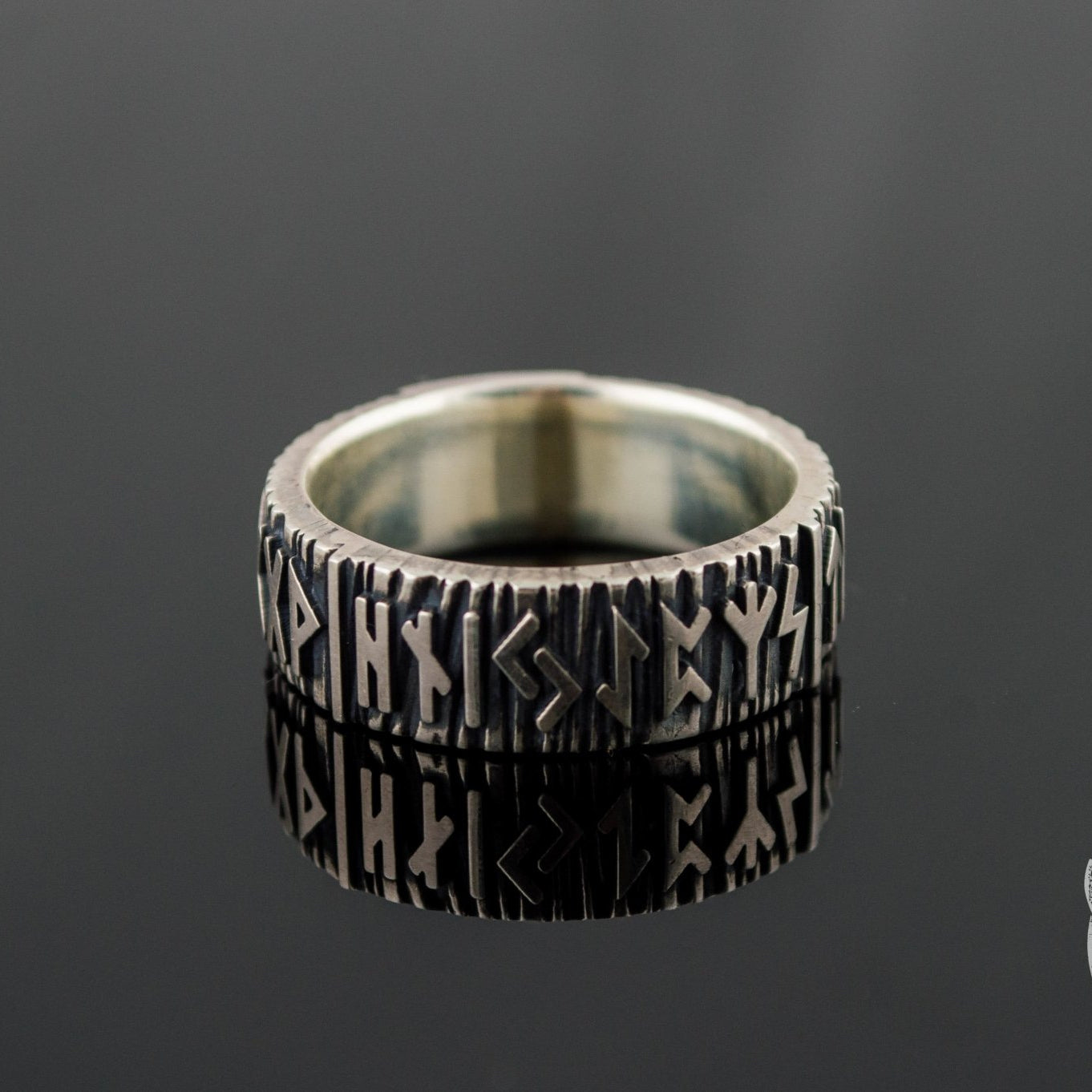 Elder Futhark Rune 925 Sterling Silver Viking Ring - VikingsBrand