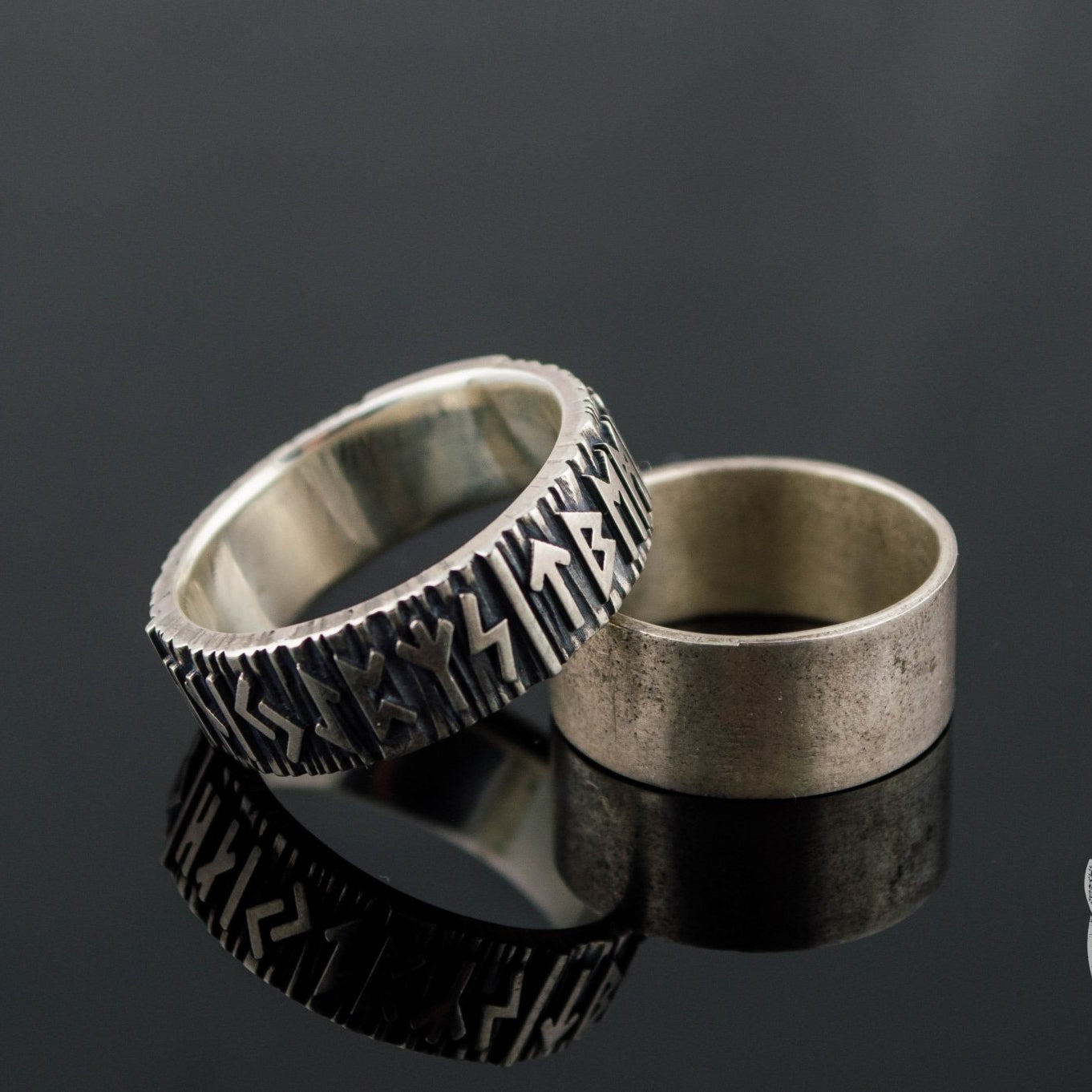 Elder Futhark Rune 925 Sterling Silver Viking Ring - VikingsBrand