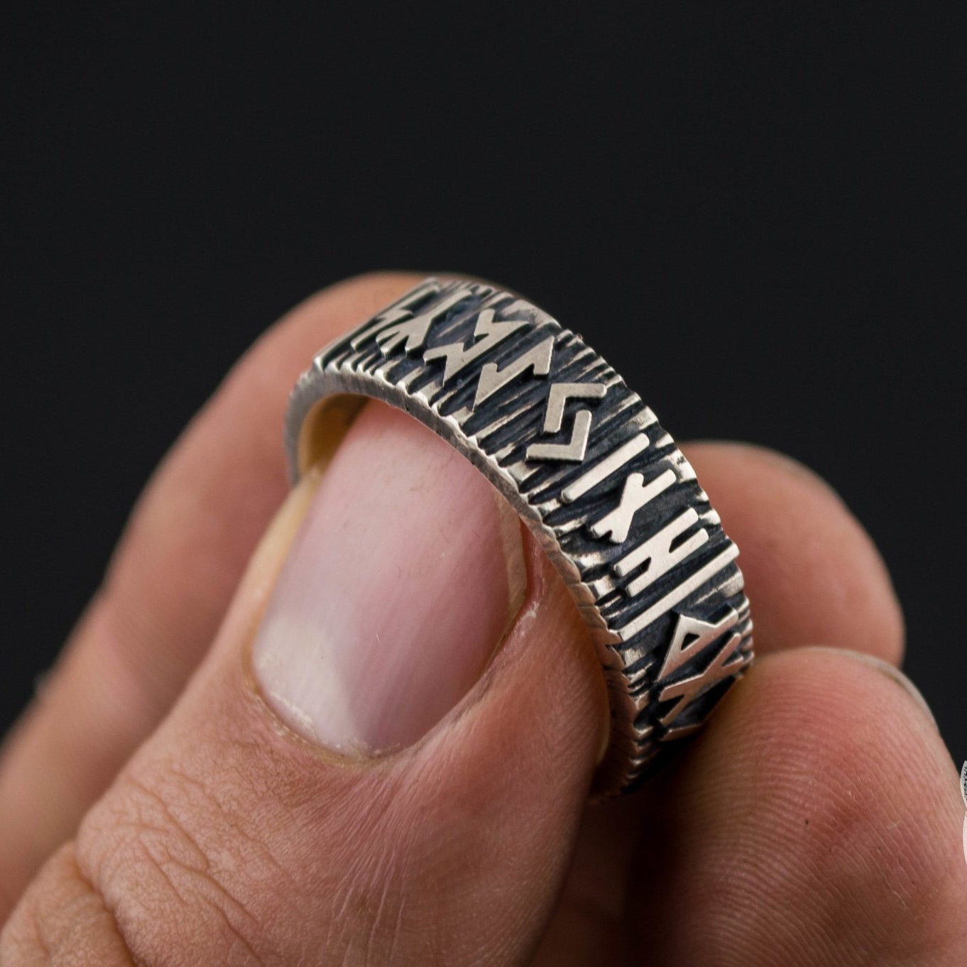 Elder Futhark Rune 925 Sterling Silver Viking Ring - VikingsBrand