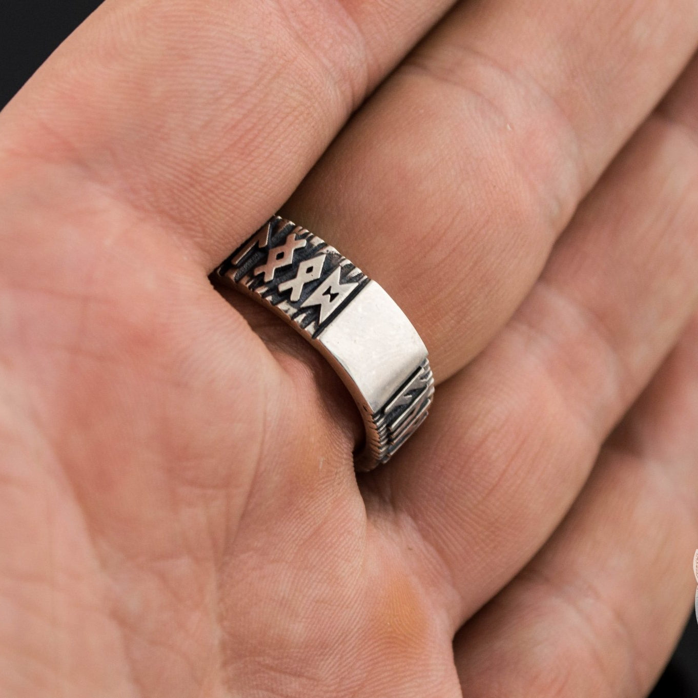 Elder Futhark Rune 925 Sterling Silver Viking Ring - VikingsBrand