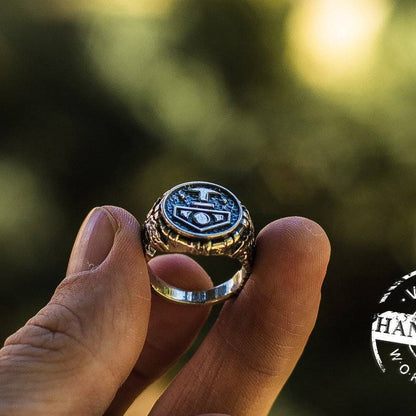 EXCLUSIVE Handcrafted Mjolnir Ring With Oak Leaves - VikingsBrand
