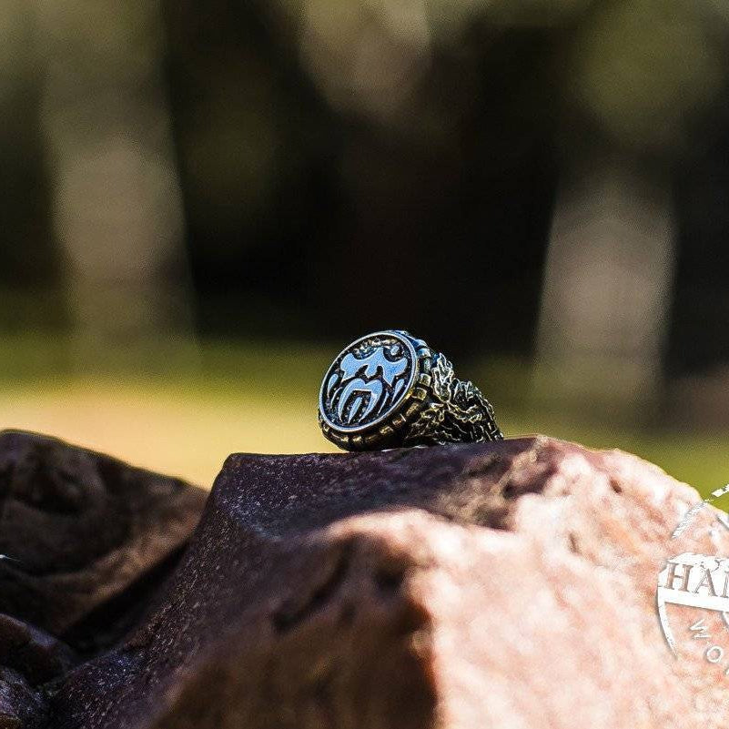 EXCLUSIVE Handcrafted Odin Ring With Oak Leaves - VikingsBrand