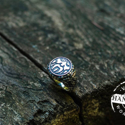 EXCLUSIVE Handcrafted Odin Ring With Oak Leaves - VikingsBrand