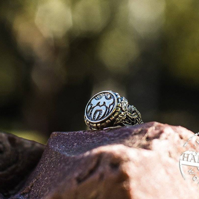 EXCLUSIVE Handcrafted Odin Ring With Oak Leaves - VikingsBrand