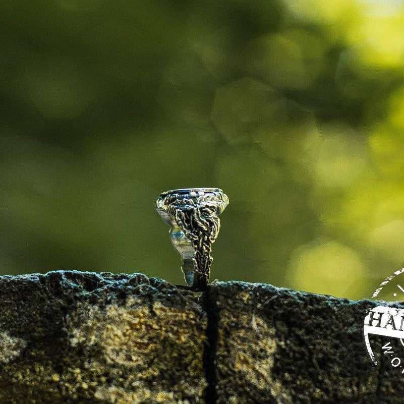 EXCLUSIVE Handcrafted Odin Ring With Oak Leaves - VikingsBrand
