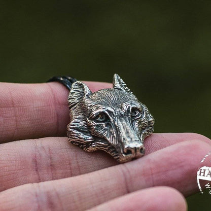 EXCLUSIVE Handcrafted Wolf Head Pendant - Necklace - VikingsBrand