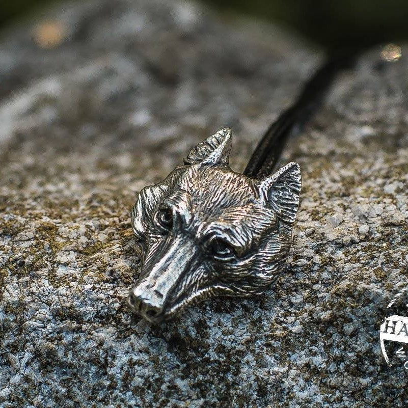 EXCLUSIVE Handcrafted Wolf Head Pendant - Necklace - VikingsBrand