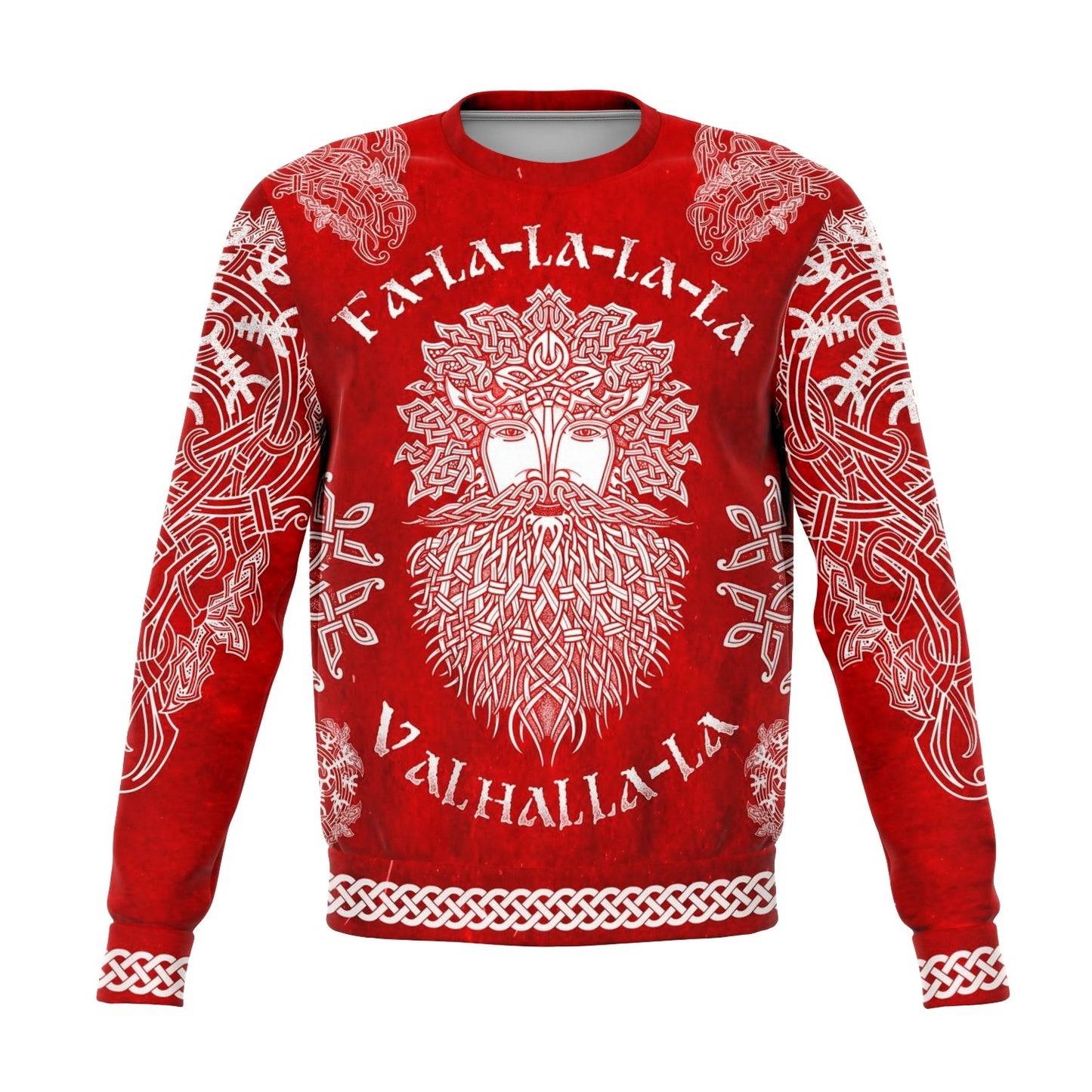 Fa-La-La-La-La Valhalla Yule Santa Sweater with Yggdrasil on the Back - VikingsBrand